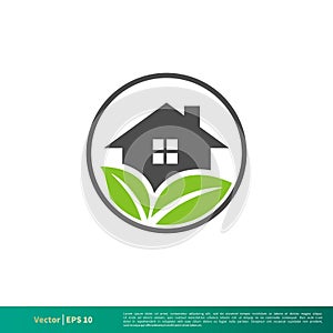 Green Leaf House Icon Vector Logo Template Illustration Design. Vector EPS 10.