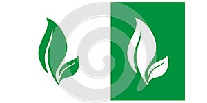 Green leaf icon. Isolated design elements for logos of bio organic