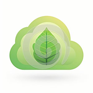 Green Leaf Inside a Cloud, Representing Eco-Friendly Cloud Computing and Sustainable Technology