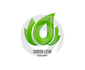 Green leaf logo. Bio products vector icon. Natural food logo.