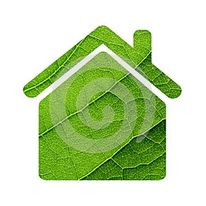 Green leaf house icon.