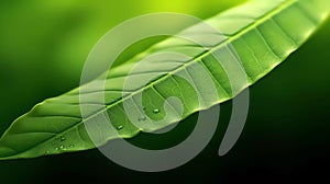 Green leaf macro nature background. Generative ai design concept