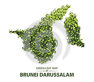 Green leaf map of Brunei Darussalam vector illustration of a forest is concept