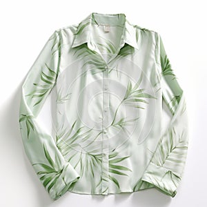 Green Leaf Print Blouse - Photorealistic Renderings For Listing Thumbnail