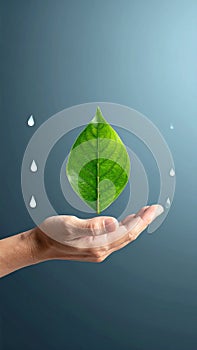 Vector sign environment friendly, hand and leaf. creative concept.