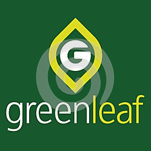 Green leaf sign or symbol in green tones. Isolated