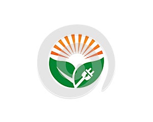 Green Leaf Sun Logo Design