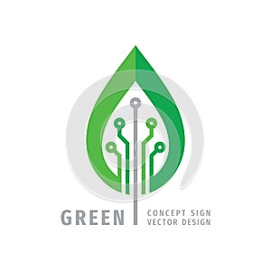 Green leaf technology logo design. Organic structure vector business logo sign. Nature symbol. Nanotech concept illustration