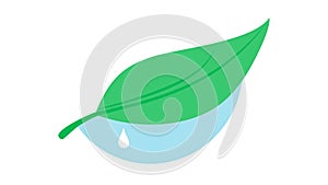 Green Leaf with Water Drop Icon: Eco & Fresh, vector design Generative AI