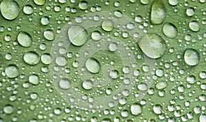 Green leaf water drops Nature background texture