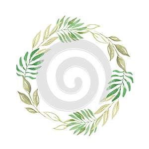 Green Leaf Watercolor Foliage Leaves Wreath Nature Garland Wedding