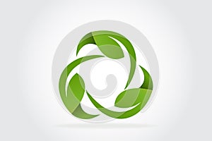 Green leafs recycle symbol logo