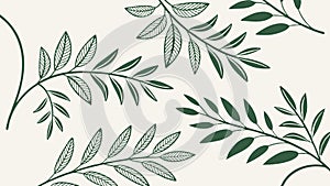 Green Leafy Branches Seamless Pattern Botanical Nature Vector, vector design Generative AI