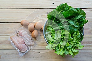 Green leafy vegetables with eggs