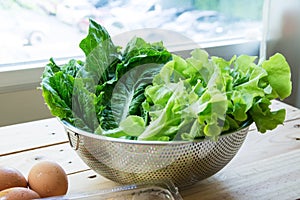 Green leafy vegetables with eggs