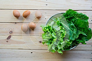 Green leafy vegetables with eggs