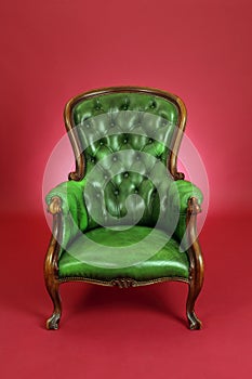 Green leather chair