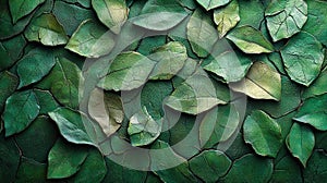 Green leather leaf mosaic texture background