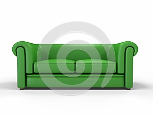 Green leather sofa isolated