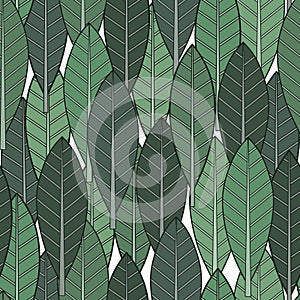 Green leaves. Abstract vector illustration. Seamless pattern for design or print
