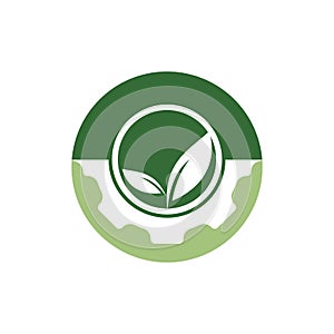 Gear leaf vector logo design. Abstract concept for ecology theme, green eco energy, technology and industry.