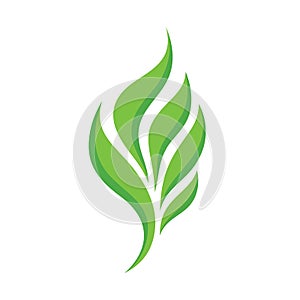 Green leaves concept logo icon design. Nature creative icon sign.