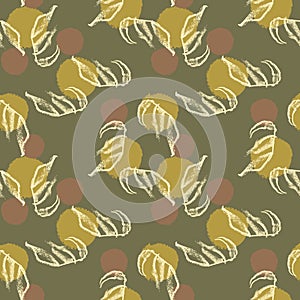 green leaves and dots seamless vector pattern