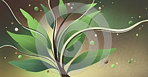 green leaves on a gradient background with texture
