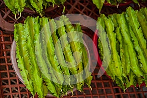 Green leaves of grass sold in the market photo