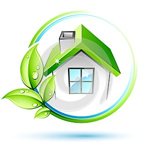 Zelené listy a dom 