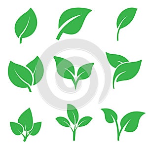 Green leaves icon vector set. botany illustration sign collection. ecology symbol. eco sign.