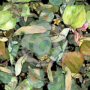 Green leaves linden. Leaf plant botanical garden floral foliage.Seamless background pattern.