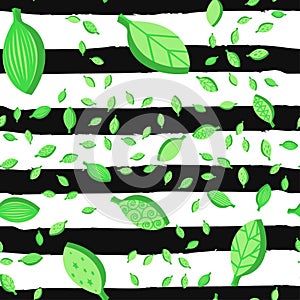 Green leaves seamless vector pattern