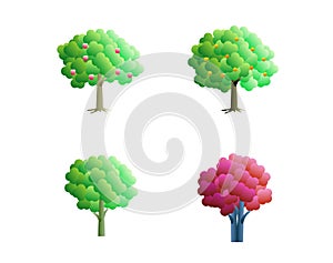 Green leaves of a Tree vector in Cartoon style