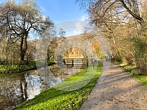 Green leisure park Bois des Reves with lake in Belgium