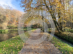 Green leisure park Bois des Reves with lake in Belgium