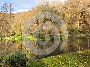 Green leisure park Bois des Reves with lake in Belgium