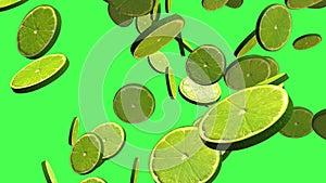 Green lemon citrus 3D, tow video transitions isolated on a green screen, footage 4K