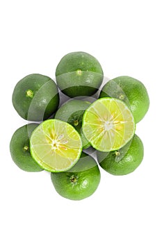 Green lemon isolated background