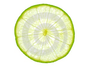 Green lemon slice backlit