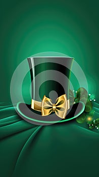 Green Leprechaun Hat background. St. Patrick's Day Concept. Green dwarf hat Illustration for web, poster, print