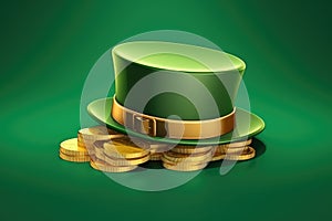 Green Leprechaun Hat background. St. Patrick's Day Concept. Green dwarf hat Illustration for web, poster, print
