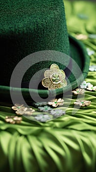 Green Leprechaun Hat background. St. Patrick's Day Concept. Green dwarf hat Illustration for web, poster, print