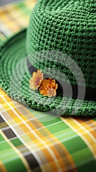 Green Leprechaun Hat background. St. Patrick's Day Concept. Green dwarf hat Illustration for web, poster, print