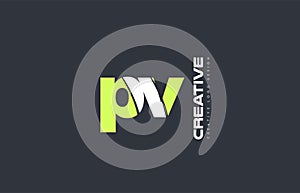 green letter pv p v combination logo icon company design joint j