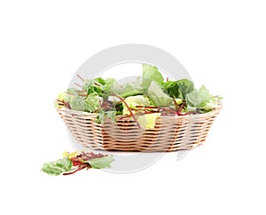 Green lettuce leaves.