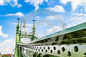 The green Liberty Bridge in Budapest