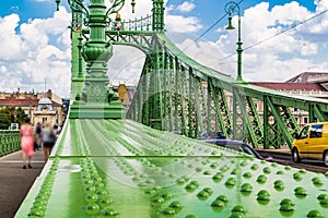 The green Liberty Bridge in Budapest