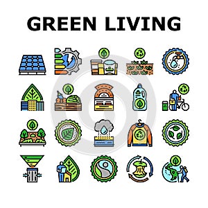green life nature eco icons set vector