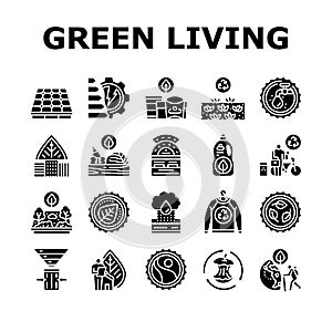 green life nature eco icons set vector